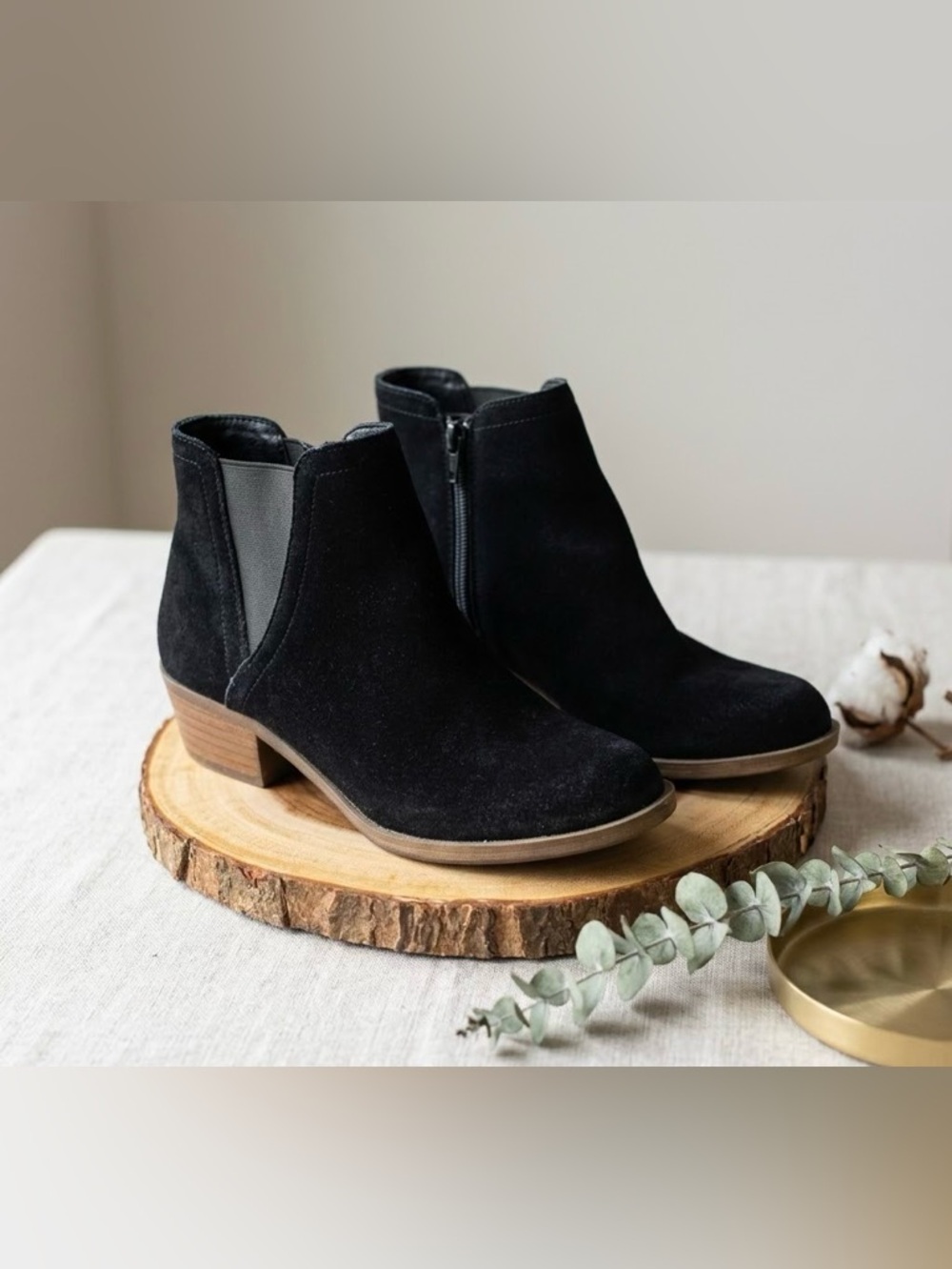 Kensie Garry Suede Ankle Boots Black Women’s Size 5.5 Zippered Heel
